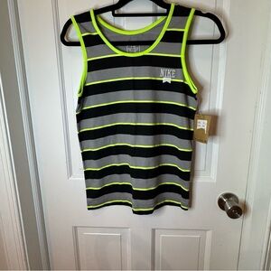 Nike Kids Striped Tank Top - Black, Gray, Neon Yellow